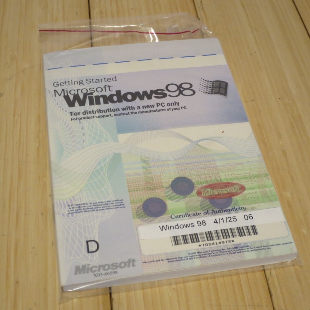Microsoft X03-66598 Windows 98 - COA & Manual only (NO CD) -‎ 06